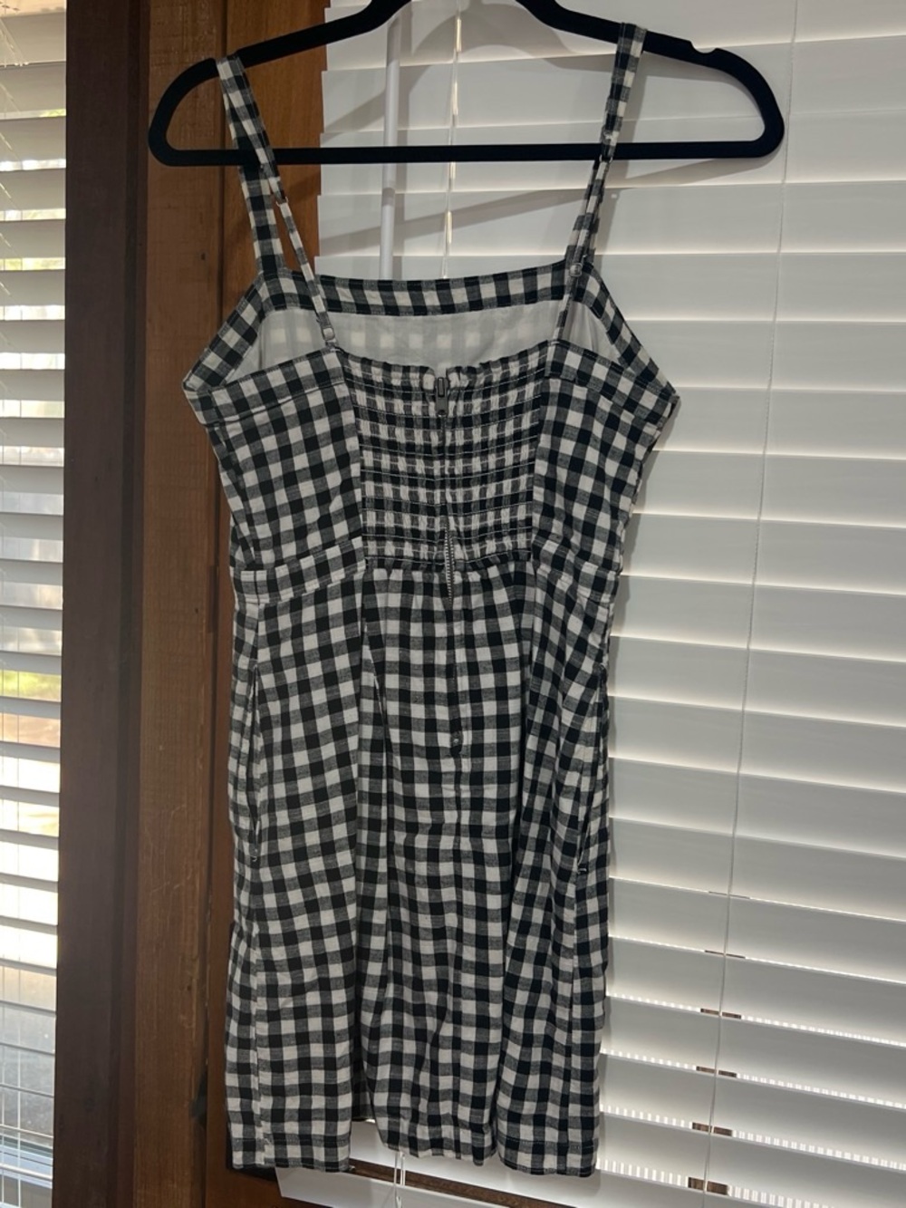 Black and White Gingham Spaghetti Strap Dress